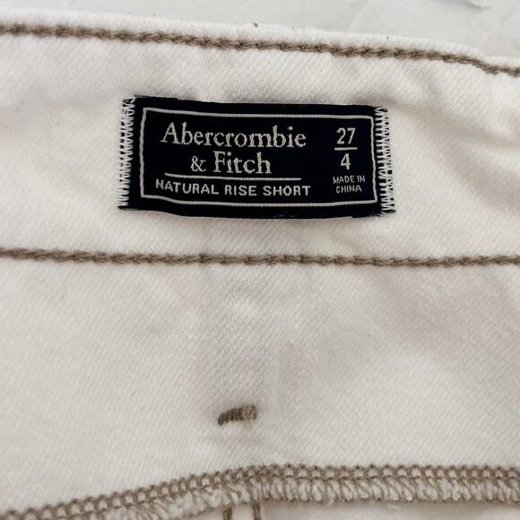 Abercrombie White Button Fly Natural Rise Shorts Sz 27 - Picture 2 of 5